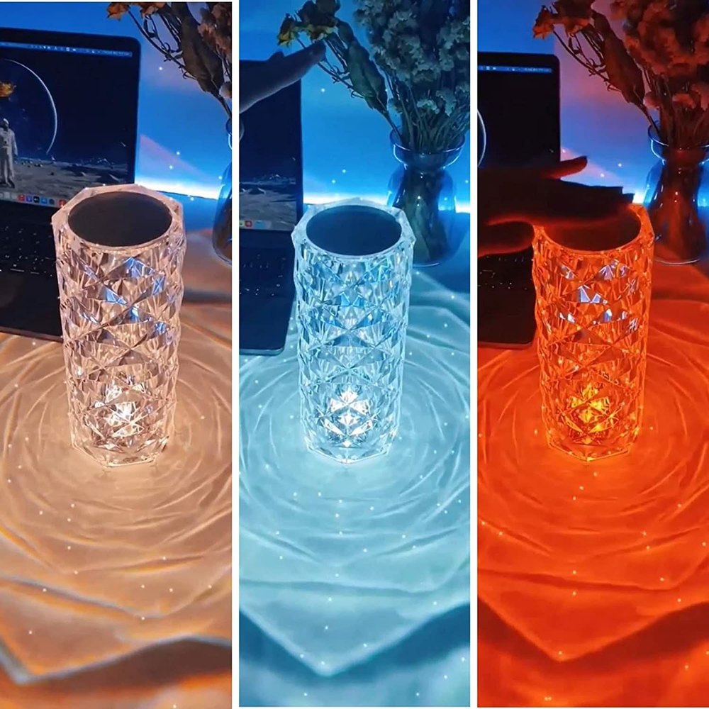 16 Color Changing Rose Crystal Diamond Table Lamp